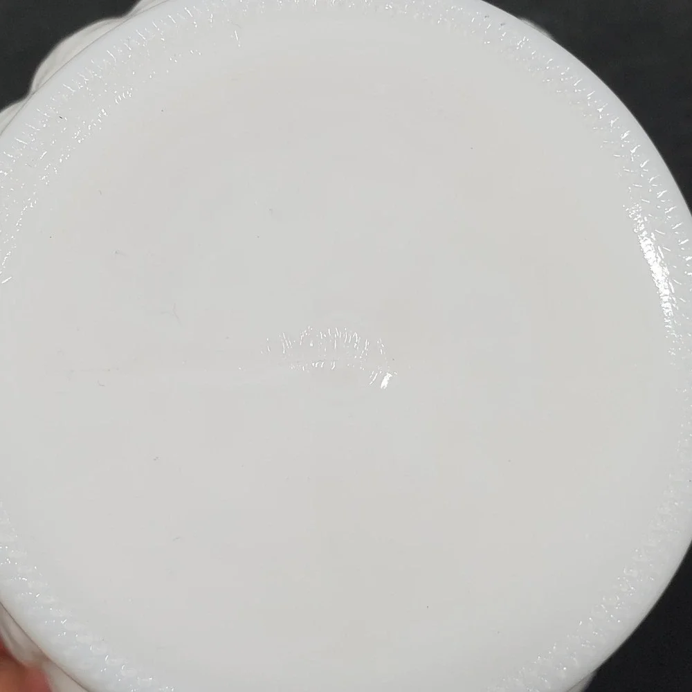 Randall Milk Glass Planter Vase White Footed Scalloped Leaf Pattern 4 inch  High